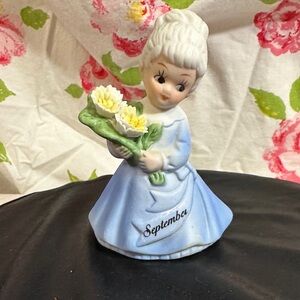Charming September Ceramic Figurine - Blue and White